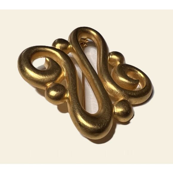 Gold Sculptural Swirl Brooch — Unsigned Givenchy Style (Vintage) - Picture 2 of 5